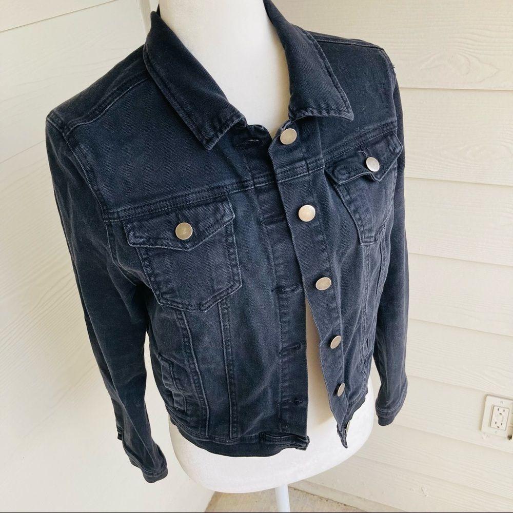 CHIOLE Black Denim Jean Jacket Size Junior Large